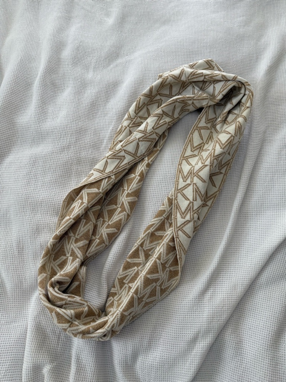 Michael Kors Tan & Cream MK Logo Infinity Scarf
